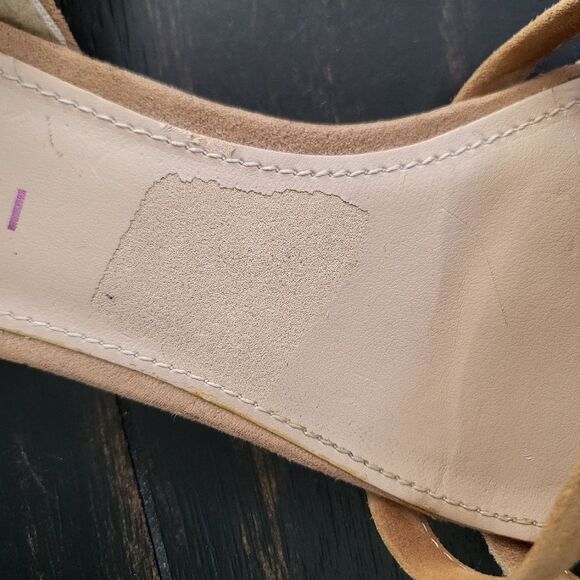 Tesori Tan Suede Leather Pointy Toe Cut Out Comfort Flats Narrow Size 6M - Picture 8 of 9